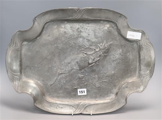 An Orivit pewter tray